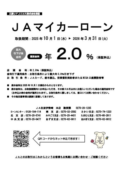 JAマイカーローン 三菱UFJニコス保証型